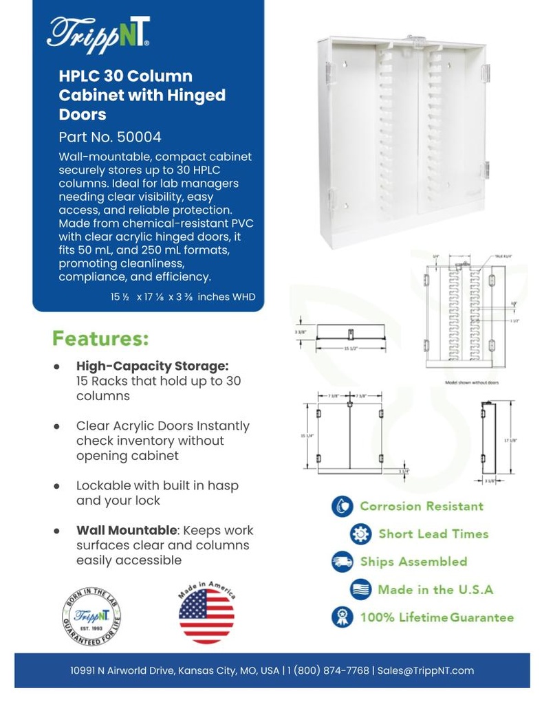 HPLC 30 Column Cabinet with Hinged Doors | TrippNT